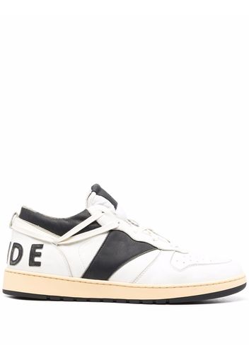 Rhude logo-print leather trainers - Bianco