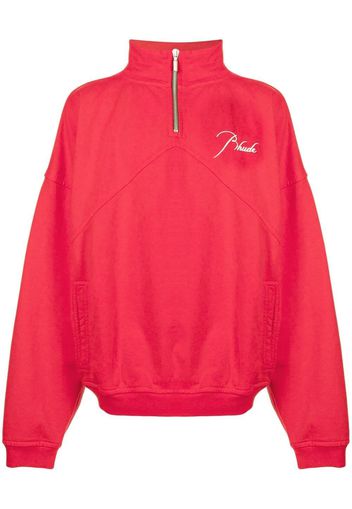 Rhude embroidered half-zip sweatshirt - Rosso