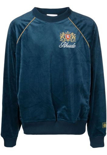 Rhude Felpa con ricamo Crest - Blu