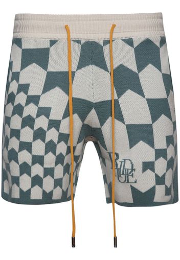 Rhude Racing monogram-knit shorts - Toni neutri