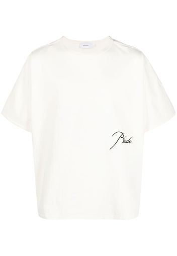 Rhude logo-print cotton T-shirt - Bianco