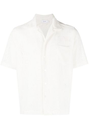 Rhude floral-lace embroidered short-sleeve shirt - Bianco