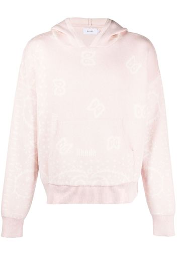 Rhude patterned-intarsia knitted hoodie - Rosa