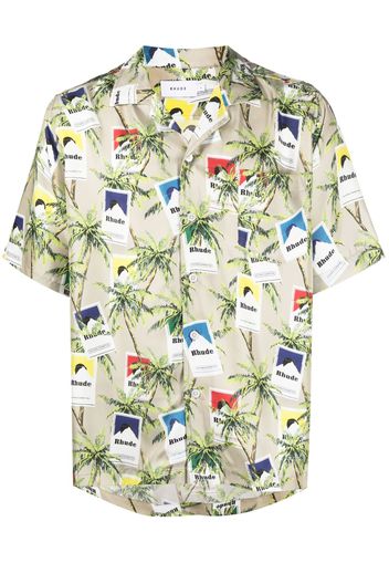 Rhude cigarette-print silk shirt - Toni neutri