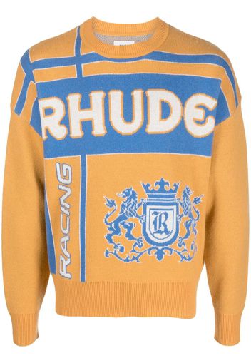 Rhude Palm jacquard crew neck jumper - Arancione