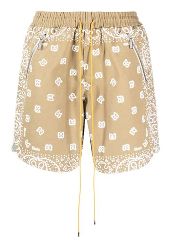 Rhude bandana-print cotton shorts - Marrone