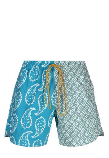 Rhude graphic-print drawstring swim shorts - Verde