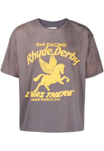 Rhude Derby logo-print T-shirt - Grigio