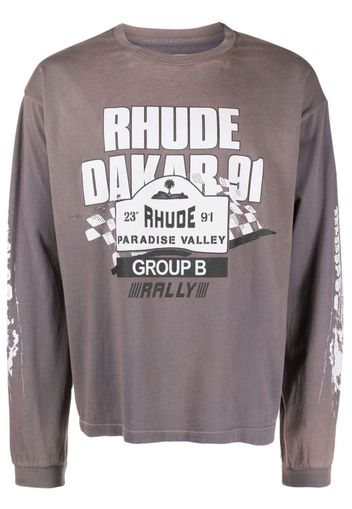 Rhude DAKAR 91 L/S TEE - Grigio