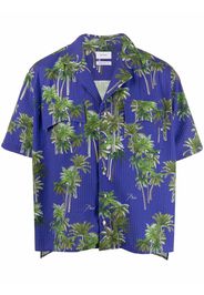 Rhude palm tree-print shirt - Blu