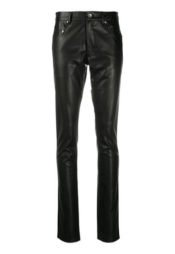 slim-fit leather look trouers