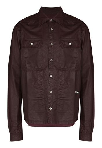 Rick Owens DRKSHDW waxed effect buttoned shirt jacket - Rosso