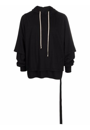 Rick Owens DRKSHDW layered cotton hoodie - Nero