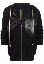 Rick Owens DRKSHDW pleated-patchwork zipped hoodie - Nero