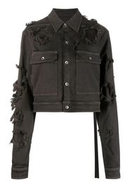 Rick Owens DRKSHDW distressed-effect cropped denim jacket - Grigio