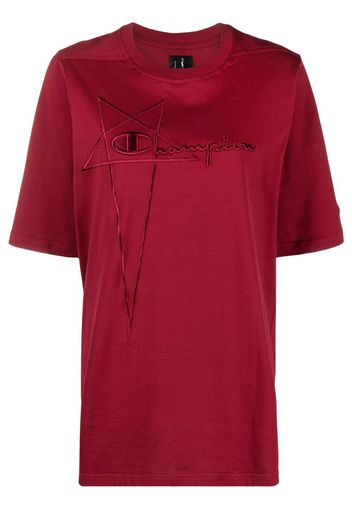 Rick Owens X Champion embroidered-logo oversized T-shirt - Rosso