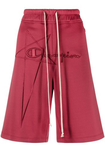 Rick Owens X Champion embroidered-logo jogger shorts - Rosso