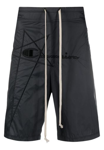 Rick Owens X Champion logo-embroidered shell shorts - Nero