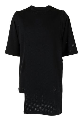 Rick Owens X Champion T-shirt asimmetrica con maniche corte - Nero