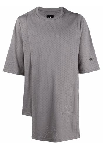 Rick Owens X Champion asymmetric-hem short-sleeve T-shirt - Grigio