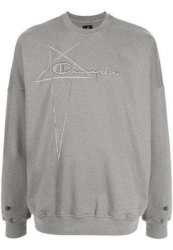 Rick Owens X Champion logo-embroidered cotton sweatshirt - Grigio