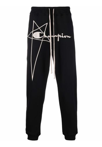 Rick Owens X Champion embroidered logo track pants - Nero