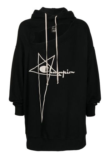 Rick Owens X Champion cutout logo hoodie - Nero