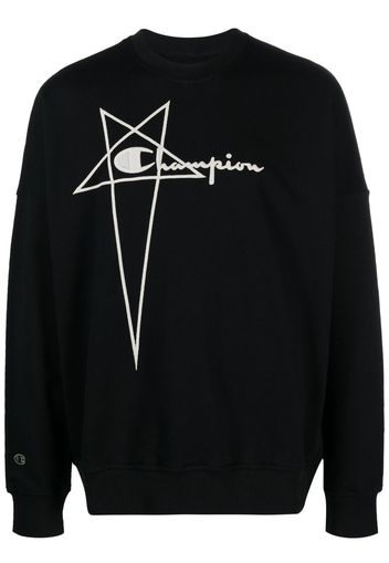 Rick Owens X Champion logo-embroidered cotton sweatshirt - Nero