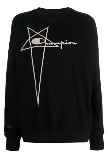 Rick Owens X Champion logo-embroidered cotton sweatshirt - Nero