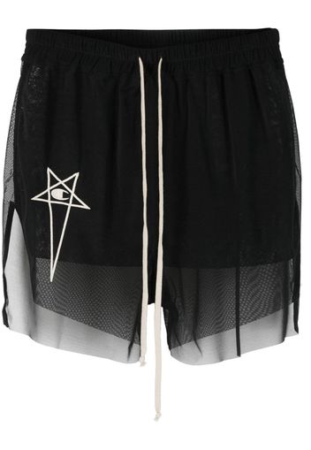 Rick Owens X Champion logo-embroidered semi-sheer shorts - Nero