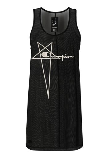 Rick Owens X Champion logo-embroidered sheer sleeveless dress - Nero