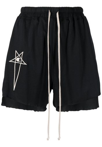 Rick Owens X Champion logo-embroidered dolphin shorts - Nero