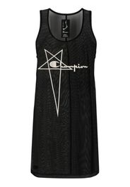 Rick Owens X Champion logo-embroidered sheer sleeveless dress - Nero