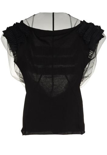 Rick Owens boat-neck sheer blouse - Nero