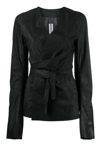 Rick Owens V-neck tied-waist jacket - Nero