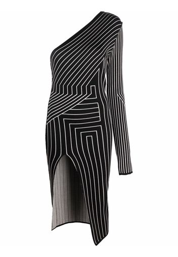 Rick Owens geometric stripe one-shoulder dress - Nero