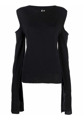 Rick Owens cut-shoulder longsleeved top - Nero