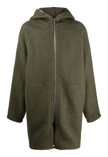 Rick Owens zip-up hooded wool coat - Verde