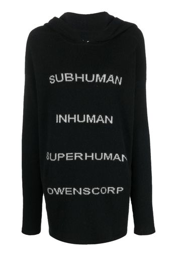 Rick Owens intarsia-knit pullover hoodie - Nero