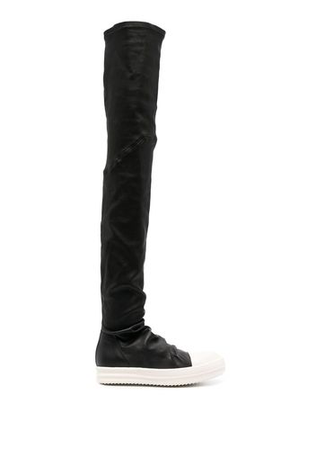 Rick Owens Stivali sneakers alla coscia in pelle - Nero