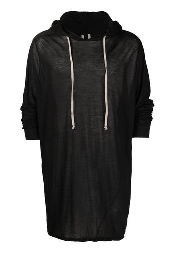 Rick Owens longline organic cotton hoodie - Nero