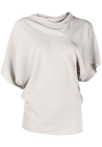 Rick Owens asymmetric draped short-sleeve blouse - Grigio