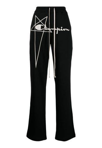 Rick Owens logo-embroidered track trousers - Nero
