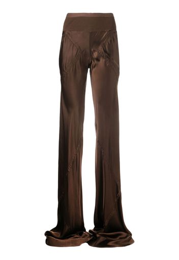 Rick Owens ribbed-waistband flared trousers - Marrone