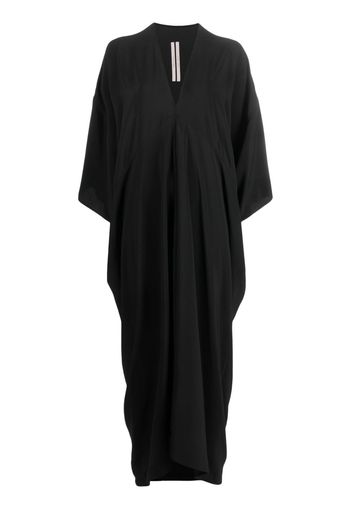 Rick Owens V-neck pleated long dress - Nero