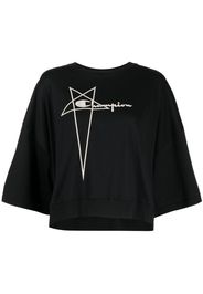 Rick Owens logo-embroidered cotton T-shirt - Nero