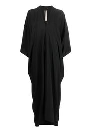 Rick Owens V-neck pleated long dress - Nero