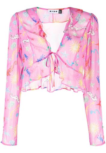 Rixo Top Neelu con scollo a V - Rosa