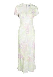 Rixo Tallulah patterned-jacquard midi dress - Verde