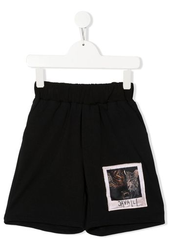 Roberto Cavalli Junior Shorts sportivi con applicazione - Nero